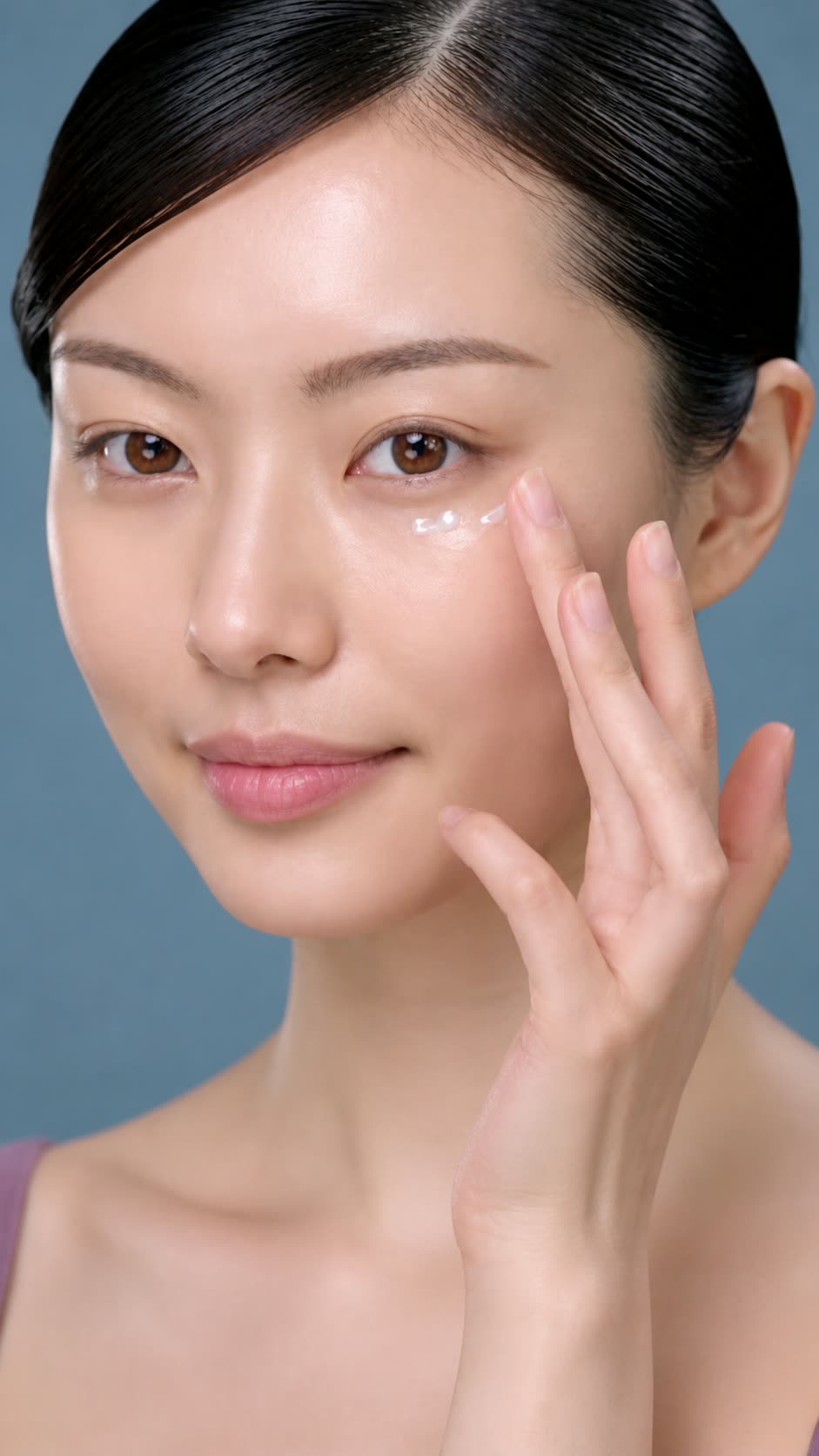 Morning eye cream application scene